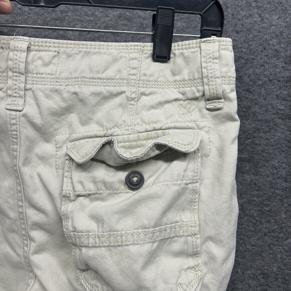 American Eagle Cargo Shorts Mens Size 30 Tan Brown Longer Length 100% Cotton Y2K - Picture 5 of 8